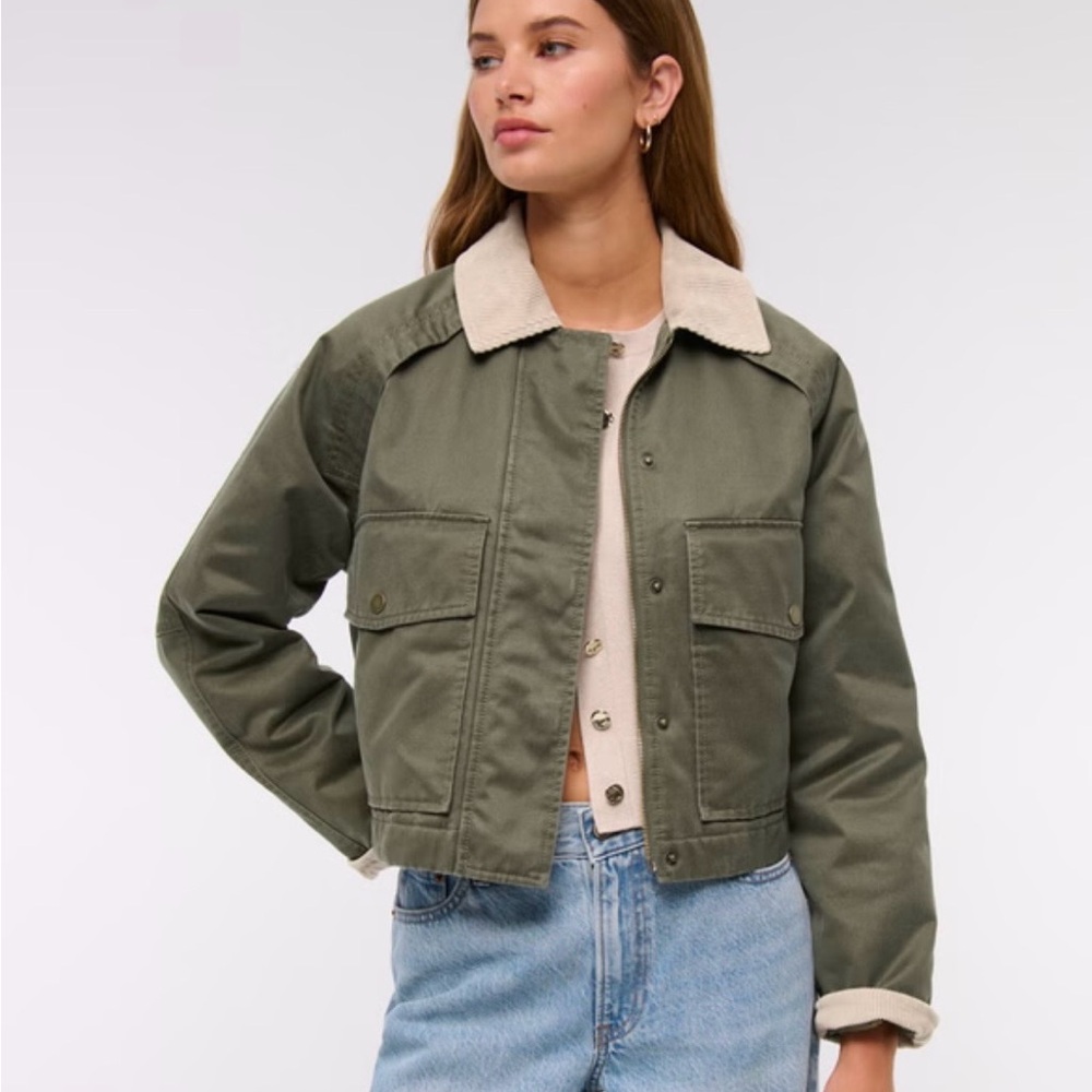NWT Abercrombie & Fitch Short Waxed Chore Jacket - Picture 2 of 6